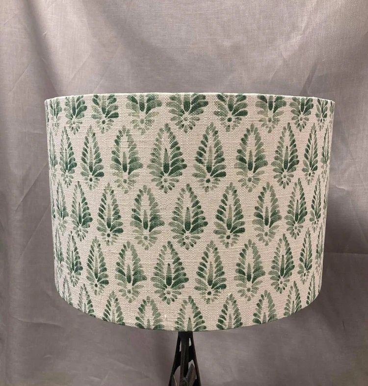 Green botanical custom drum lampshade
