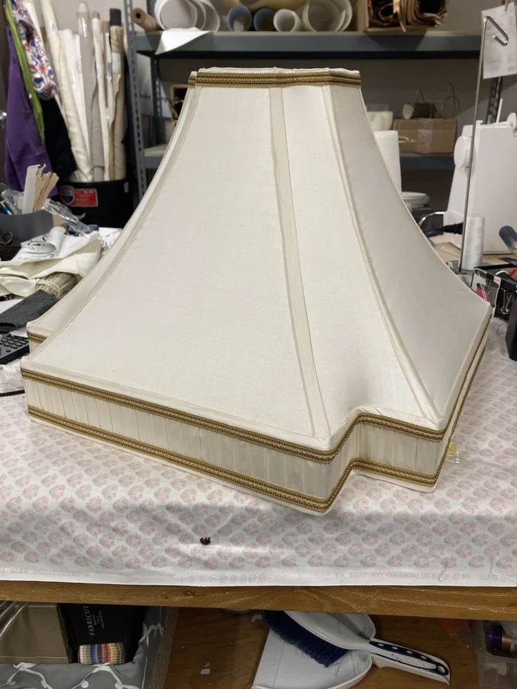 Large ivory notched lampshade with fine trim