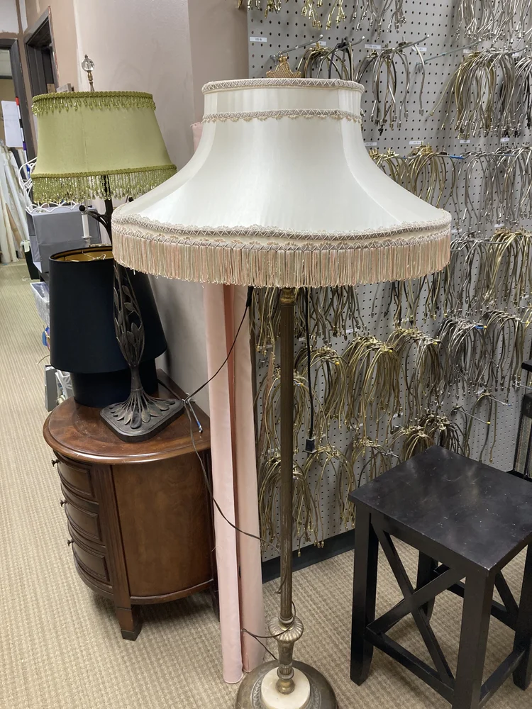 Classic ivory bridge lampshade with fringe