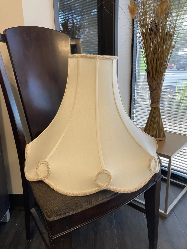 A sculptural ivory lampshade handcrafted by Lili Marlene